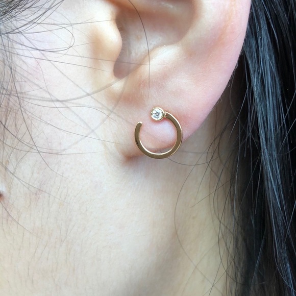 14K Solid Gold 3PT Diamond Bezel Stud Earrings
